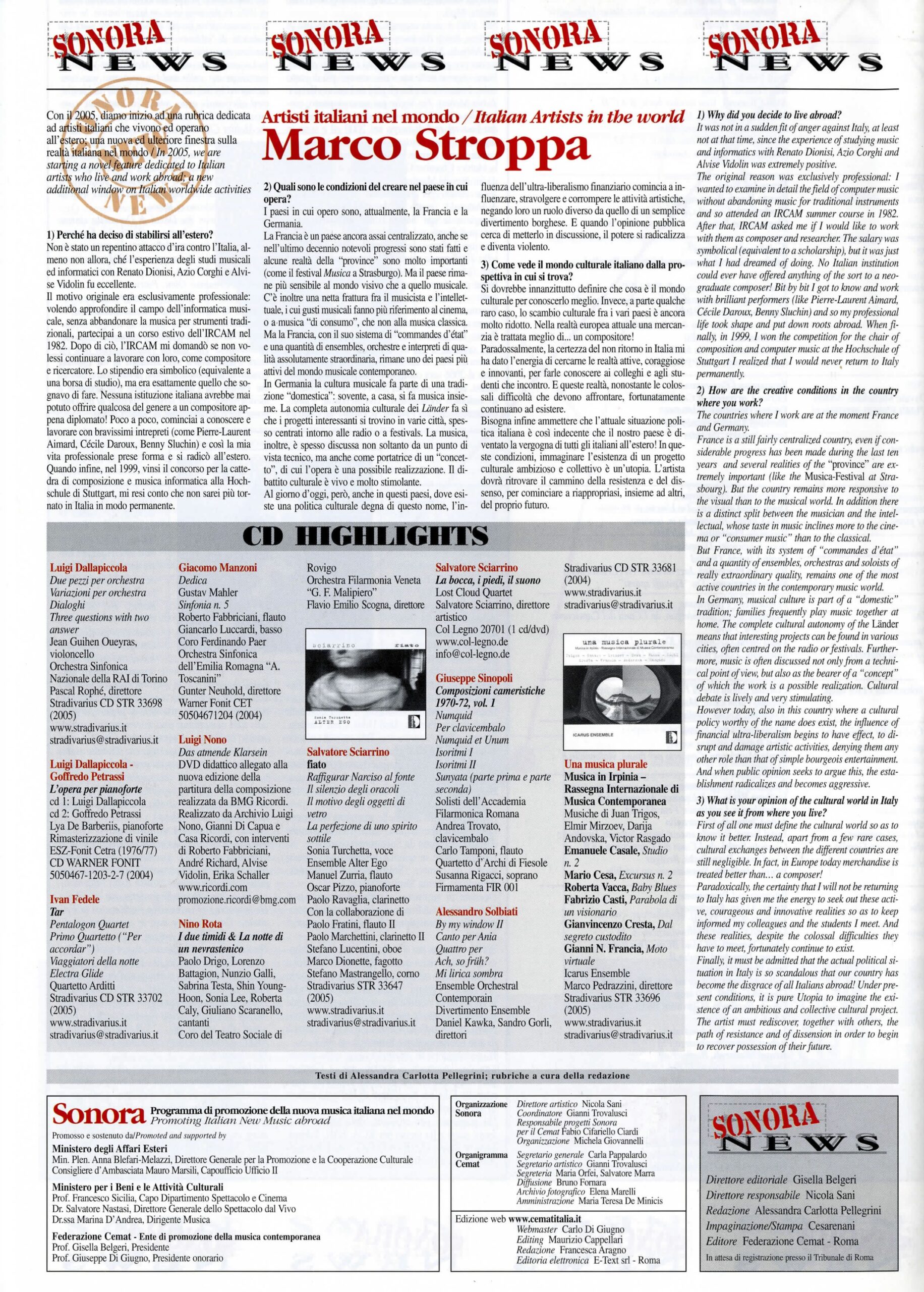 Artisti italiani nel mondo: Marco Stroppa