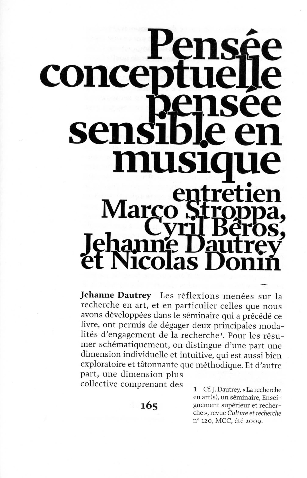 Pensée conceptuelle pensée sensible en musique