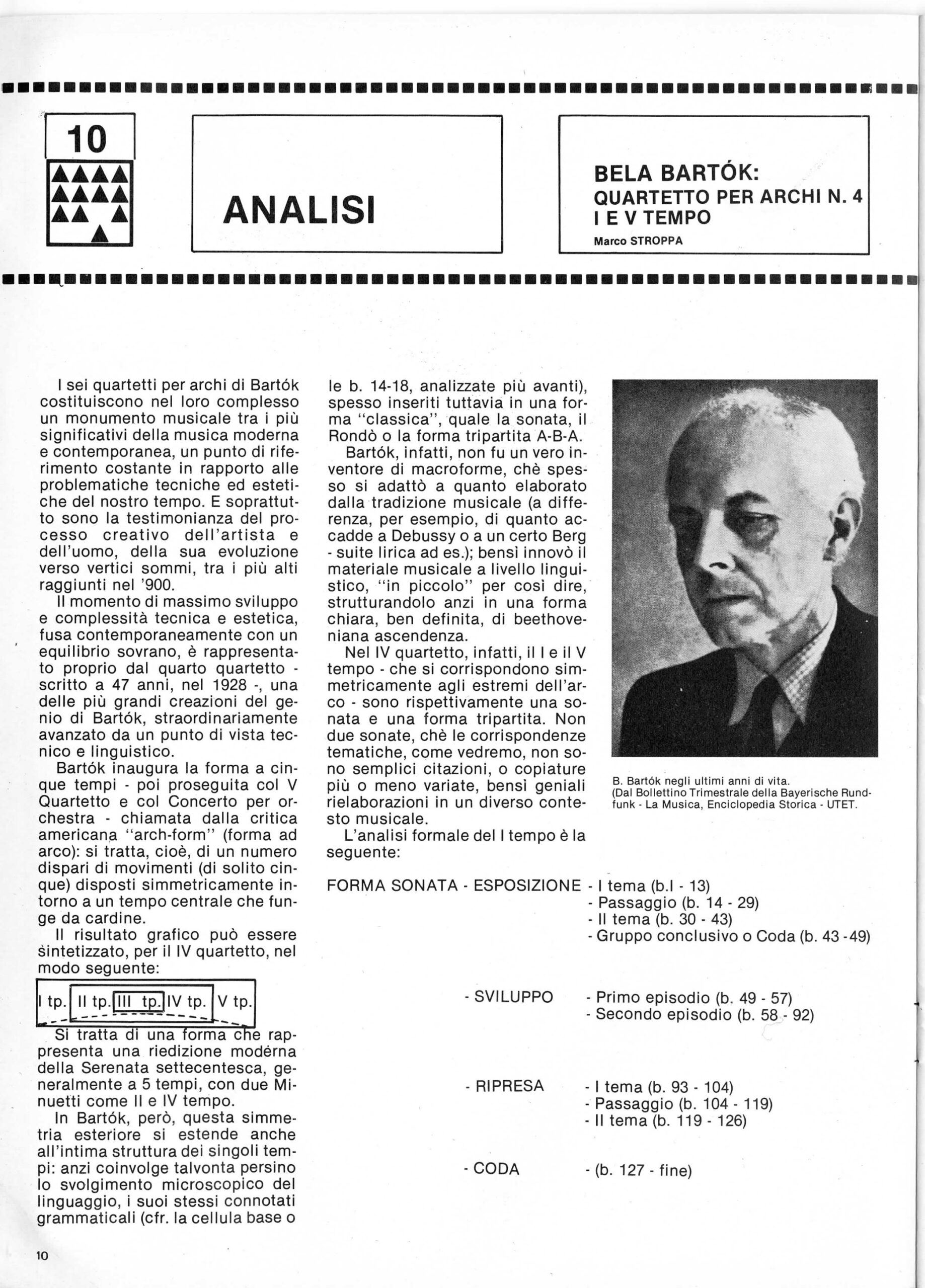 Bela Bartók: Quartetto per archi n. 4: I e V tempo