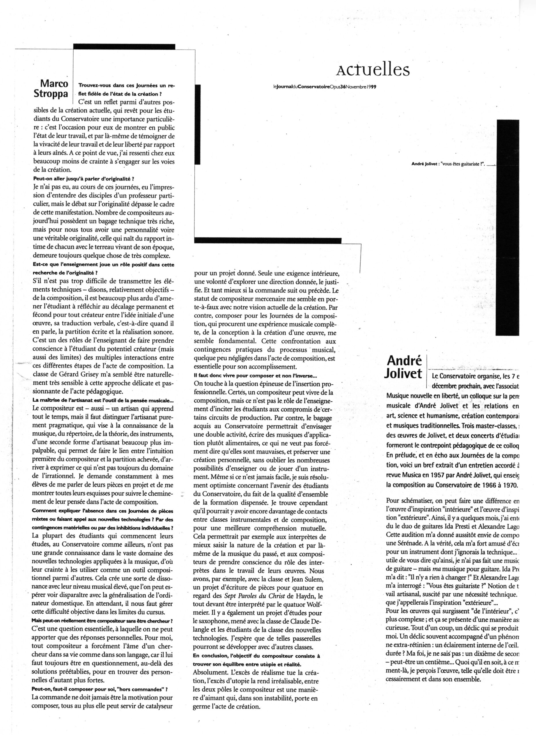 Les Journées de la composition: la gestion de l’utopie